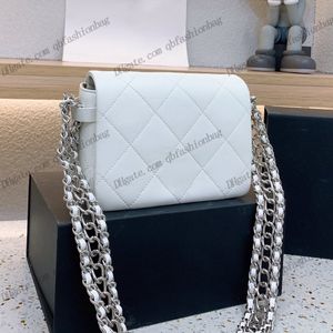 Women Classic Full Designer Crossbody Bags Quilted Matelasse Silver Wide Chains Hardware Shoulder Purse Designer Luxury Wallets Ladies Handbags Sacoche 18x15CM