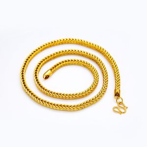 6mm Wide Snake Bone Necklace Chain Men Jewelry 18K Yellow Gold Filled Classic Male Clavicle Chain Link 60cm