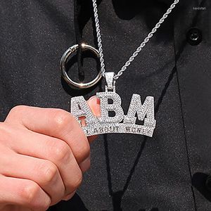 Pendant Necklaces Iced Out Letters ABM Cubic Zircon Necklace 2 Colors Men's Charms Fashion Hip Hop Jewelry Gifts