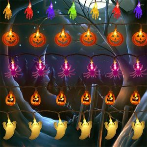 Strings Halloween Lights String 2m 10 LED Bateria de luz de caveira de abóbora de abóbora LED operada para decorações de festas de férias externas em interior