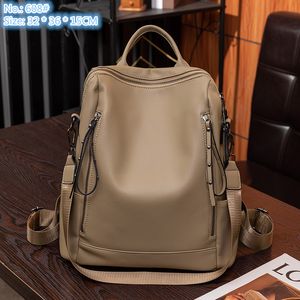 Wholesale ladies shoulder bag 3 colors simple and versatile lychee pattern handbag soft and comfortable leather backpack street trend double zipper backpacks 608#