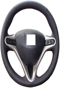 Tampa do volante DIY para 3 raios 8th Honda Civic Diy Sew Interior Acessórios 135145 polegadas ponto no embrulho preto genuíno L5368587