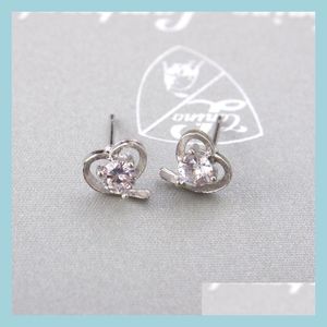 Stud Stud eleple Trendy White Gold Color Heart Earrings For Woman CZ Simple Fashion Jewelry B3024 Drop Delivery DHVGA