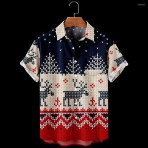 Men's Casual Shirts Style Holiday Collection Vintage Men's Christmas Tree Print Pneumothorax Pouch Short Sleeve Shirt In Black