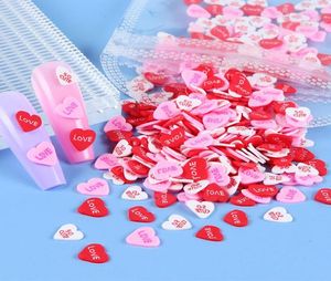 Decorações de arte da unha 10g Love Heart Polymer Clay Slices Acessórios Rosa Red Flocos Supplos Profissionais para Valentines Presente7751699