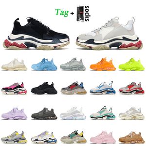 Luxury Fashion Women Mens TripleS Designer Shoes Triple S Clear Sole White Black Grey Pink Blue Red 17FW Pairs shoes Crystal Bottoms Trainers Sneakers Platform shoe