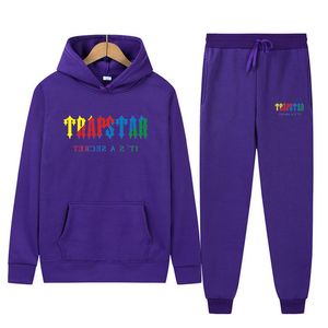 Tracce di trappola trapstar marca di abbigliamento sportivo maschile camicie 16 colori caldi due pezzi set di pantaloni felpa con cappuccio sciolto jogging 22061