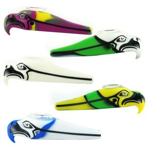 Eagle Mouthpiece Silicone Smoking Pipes Hand Dab Herb Tobacco Pipe with Glass Bowl Silicon FDA Grade Parrot Style