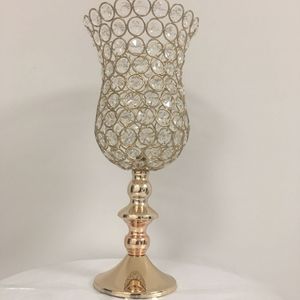 装飾ゴージャスなガラスゴールドクリスタルカンデラブラクリスタル花瓶の結婚式のテーブルデコレーションセンターピースmake519