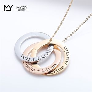 Pendant Necklaces For Women Family Personalized Gift Linked Circle Custom Children Name Mother