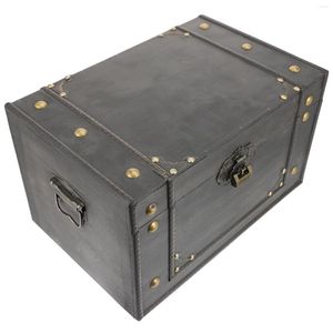 Förvaringslådor Box Woodwood Pirate Trunk Jewelry Treasure Keepsakes Stashretro Collection Memory Treasures Vintage Gift