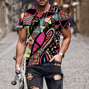 T-shirt da uomo T-shirt Graffiti astratti Stampa camicia a righe geometriche a righe Moda urbana per il tempo libero 2022