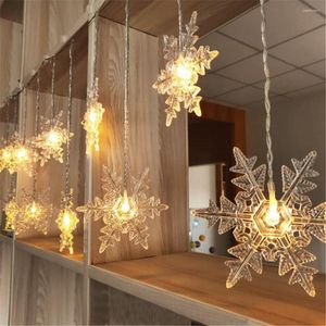Strings 1m Christmas Snowflake Light String LED Snow Curtain Fairy Lamp Remote Control Wedding Background Bedroom Decor Timing