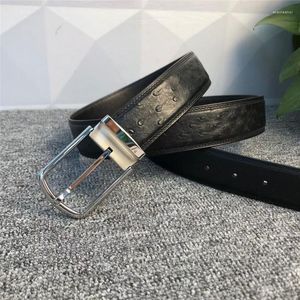Belts High Quality Authentic Real Ostrich Skin Men's With Gold Silver Pin Buckle Genuine Exotic Leather Lining Male Waist Strap