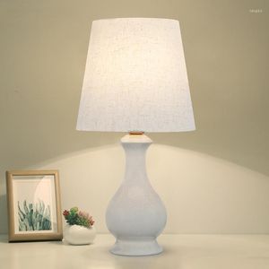 Tischlampen Nordische Keramiklampe Moderne minimalistische Tuchkunst Weißer Lampenschirm Nachttischlicht Dimmerschalter Wohnkultur Beleuchtung Lampy