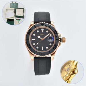 Yacht Watch wielokolorowe elitarne zegarki męskie gumowe i ze stali nierdzewnej mechaniczna automatyczna data luksusowa moda Lumous Wodoodporna zegarek z pudełkiem zegarowym