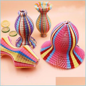 Party Hats Wave Type Paper Vase Shape Hat Portable Folding Hats Outdoor Travel Casual Cap For Men Women 1 29Xq Ff Drop Delivery Home Dheyz