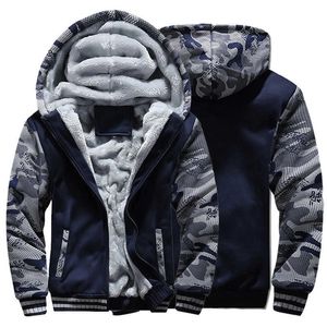 Herrjackor män vinter kamouflage jacka mode ull förtjockar huva fleece långärmad kappa manlig casual streetwear kläder y2211
