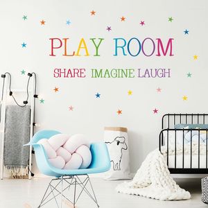 Wall Stickers Colored Pattern Play Room Sticker Kids Rooms Bedroom Decorations Wallpaper English Proverbs Mural Removable