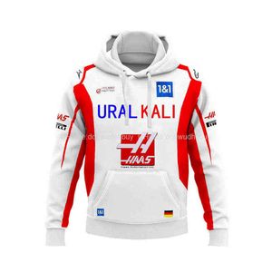 Hoodies للرجال Sweatshirts F1 هوديي جيرسي موتو بدلة سباق الدراجات النارية 2021-2022 الموقع الرسمي Haas Zipper Geathing Sportswear Y2BF