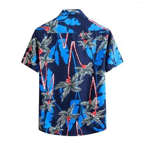 Herren lässige Hemden Herren Sommer Hawaii Tops großer Lappel gedruckter Turnenkragen Mode Kurzärärmische Hemdbluse