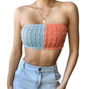 Bustiers Corsets Summer Ladies Sexy Chest Lap Girls Creative Color Matching Strapless Noreeveless Midriff-Baring Top Backless Camisole