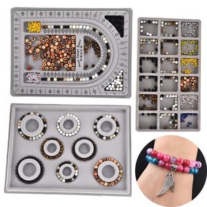 Flockade pärlsmycken som tillverkar mätverktyg DIY armband halsband Tillbehör Hitta arrangör Tray Craft Tool