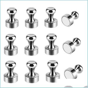 Other Building Supplies 12Pcs Super Strong Neodymium Magnet Magnetic Pusins Sucker Thumbtack Durable Steel Push Pin For Refrigerator Dhc5M