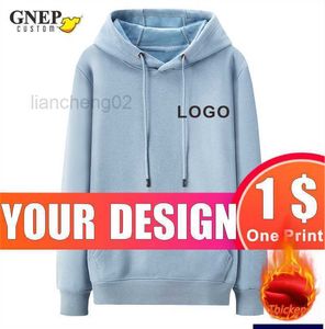 Men's Hoodies Sweatshirts GNEP Thick Fashion Hoodie Custom Warm Fleece Sweatshirt Design Leisurely Pullover Printed Embroidered Pattern L221105