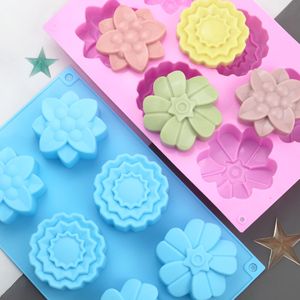 6-Cavity Diffent Flower Silicone Mold Diy Dessert Jelly Pudding Candy Cake Cookies Mold Birthday Present Bakning MJÄRNA MJ1042