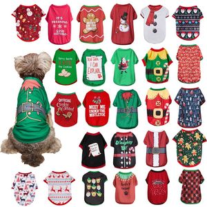Jul hundkläder husdjur väst skjorta valp hund Santa Snowman Reindeer Shirts Holiday Outfit