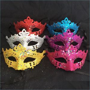 Party Masks Mti Colors Masks Masquerade Mardi Gras Props For Women Twinkle Star Glitter Sequins Half Face Mask 0 65Dl Ff Drop Delive Dhxil