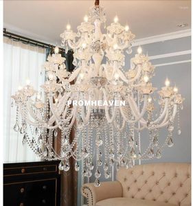 Chandeliers Modern Clear White Crystal Chandelier Hanging Lamp Decora El Lobby Lighting