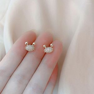 Studörhängen 925 Sterling Silver Earring Fashion Mini Zircon Pearl Crab Heart Cute Small Woman Ear Jewelry