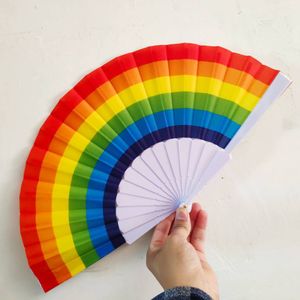 Fãs do Rainbow Fãs dobráveis ​​Art Art Hand Hand Hand Acessório de verão de fã para festa de decoração de festas de casamento Favor Favor Dh20