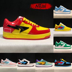 Sta Low Apes casual shoes men women Nigo Teal Brown Comics yellow red Patent Leather Black triple white blue Paint beige suede Pastel Pink luxury designer sneakers