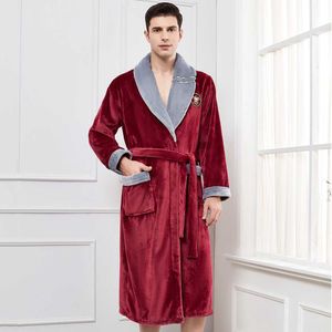 Homens sleepwear inverno engrossar robe tamanho grande flanela homens quimono roupão outono sleepwear coral velo nightwear solto casual casa roupas t221103