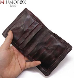 Wallets 2022 Genuine Leather Wallet for Men Vintage Wrinkled Short Bifold Man Compact Purse Holder Vertical Pocket Money Bag T221104