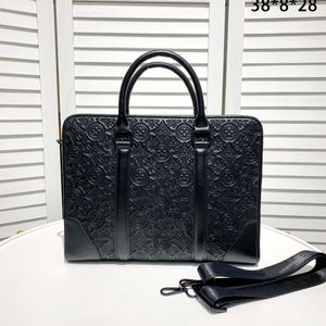 Top mens quality briefcase luxury designer handbag embossing Monogrames cowhide shoulder bagS Business travel computer bag messenger bag 38cm L8357-1