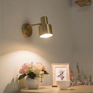 Vägglampor nordiska koppar LED -lampor sovrum säng lampa modern vardagsrum dekoration toalettbord gång badrum spegel strålkastare