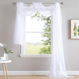 Curtain Luxury White Sheer Window Valance Semi Scarf For Wedding Arch Drape Curtains Panel Backdrop Decor