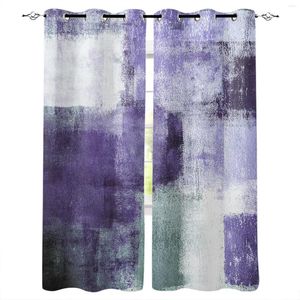 Curtain Oil Painting Abstract Geometric Purple Curtains For Bedroom Living Room Luxury European