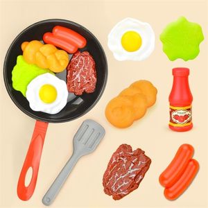 Kök spelar mat 8st kök leksaker simulering köksutsättning låtsas potten biff grönsak montessori omelett barn flicka leksak 221105