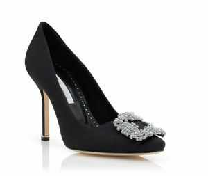 Lüks Tasarımcı Sandalet Kadın Hangisi İnci Siyah Keten İnci Toka Pompaları Slingback Topuk Kesim Yüksek Topuklu Düğün Elbise Bayan Eu35