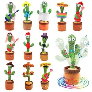 دمى Plush Dancing Electron Toys Talking Cactus Stuffed Dolling Drigning Singing Rock Education Toy Toy Birthday 221104
