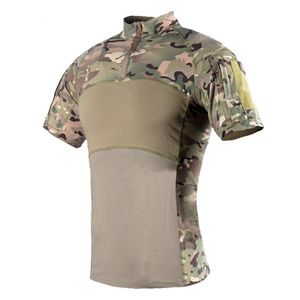 Tactical Shirt Short Sleeve Camouflage Army T Shirt Men's Quick Dry Multicam Black Camo Outdoor Hiking Hunting Shirts207C