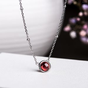 Pendant Necklaces Natural Garnet Necklace 925 Sterling Silver Crystal From Austrian High-grade Elegant Fashion Girl Jewelry