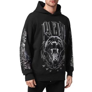 PLEIN BEAR Brand Men's Hoodies & Sweatshirts Warm Thick Sweatshirt Hip-Hop Loose Characteristic Personality PP Skull Pullover Rhinestone Luxury Men's Hoodie 21168