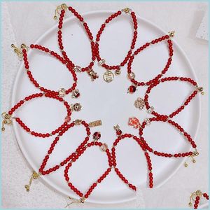 Bangle Bangle Zodiac Year Red Bead Bracelet Design Buckle Lucky Bracelets Women Jewelrybangle Drop Delivery Jewelry Dhyw3