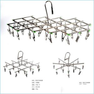 Storage Holders Racks Foldable Clothes Hanger Racks Airer Stainless Steel Underwear Sock Dryer Laundry Rack Flat Head Design Rust Dhuw6